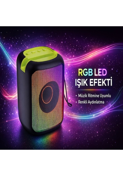 Mini Taşınabilir Bluetooth Hoparlör Rgb Işıklı Kablosuz Speaker Usb Tf Kart Tws Destekli Güçlü Ses