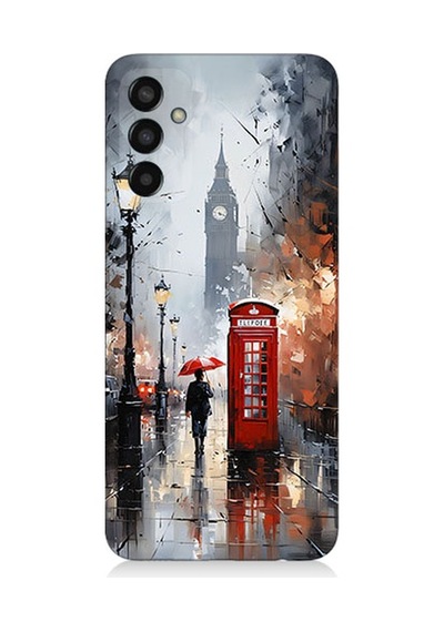 Samsung Galaxy M13 Uyumlu Kırmızı Telefon Desenli Silikon Kılıf