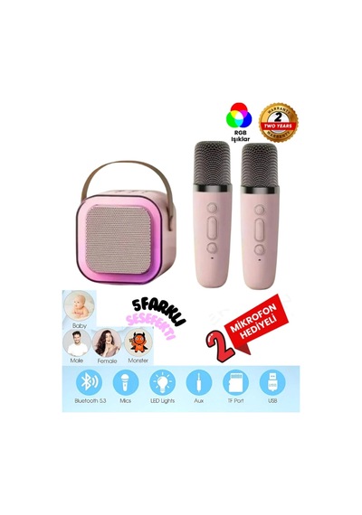 2 Mikarfonlu Kareoke Set Cep Boyu
