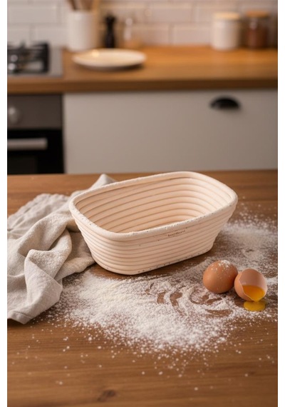 Bambum Puder - Ekmek Mayalama Sepeti Dikdörtgen 20 Cm Ahşap