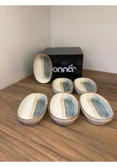 6'lı Fium 10cm Hygge Oval Dish Kahvaltı/sos/meze/aperatif/reçel Tabak Çok renkli