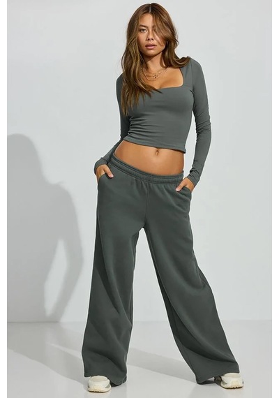 Seeh Füme Kare Yaka Uzun Kollu Kadın Body Sh206