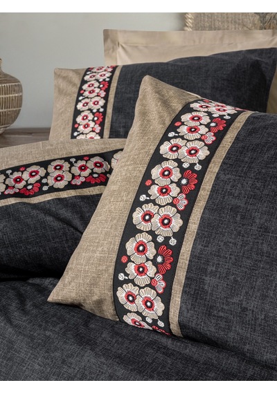 Cotton Box Folk Art Çift Kişilik Nevresim Takımı Yamka Bej