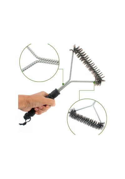 Zahmetsiz Temizlik İçin Ergonomik Y Şeklinde Saplı Paslanmaz Çelik Barbekü Izgara Fırçası