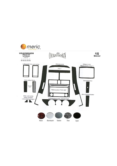 Meriç® Vw Polo Ön Torpido Kaplama Piano Black 15 Parça 2005-2009 (530157615)