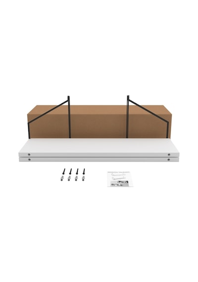 2'li Duvar Rafı Seti 20x70 Cm - Beyaz Raf Siyah Metal Kollu Kitaplık Ve Mutfak Düzenleyici