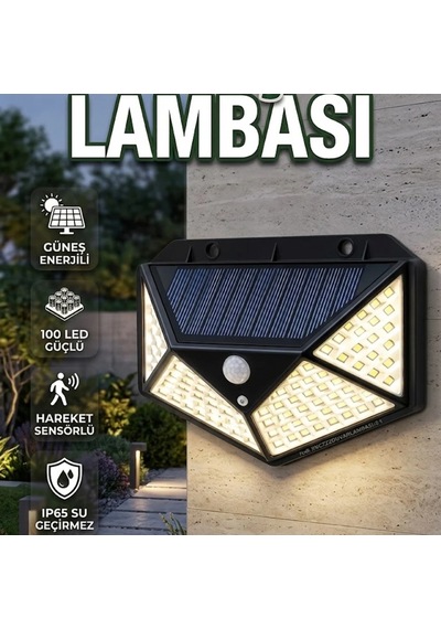 Solar 100 Led Güneş Enerjili Bahçe Lambası 2200mah, 20w, 120 Pır Sensörlü, Ip65