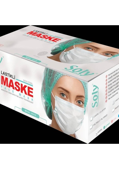Soly Care 3 Katlı Telli Bez Maske 50'li