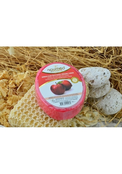 Kırmızı Elma Özlü Batık Ve Çilek Bacak Onarımına Yardımcı Doğal Süngerli Sabun 130gr Elma