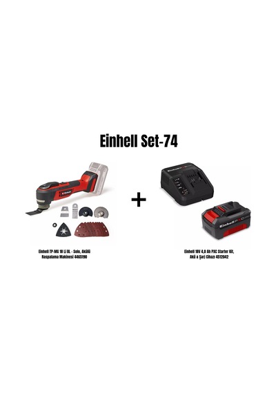 Einhell Set-74 Einhell Tp-mg 18 Li Bl Akülü Raspalama Makinesi+einhell 18v 4,0 Ah Pxc Starter Kit, Akü & Şarj Cihazı