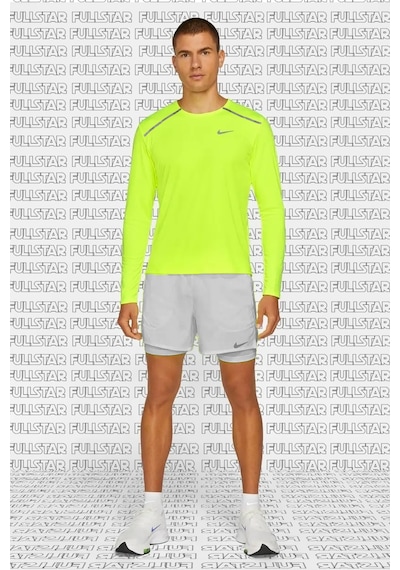 Nike Men's Long Sleeve Dry Miler Running Shirt Uzun Kollu Erkek Koşu Üstü Tişörtü Sarı