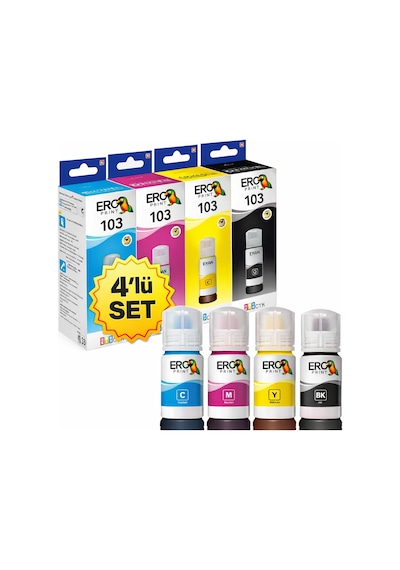 Epson Ecotank L3256 Yazıcı İçin Uyumlu 4 Renk Mürekkep Set