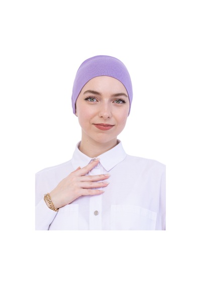 Modish Group Pratik Bone Pamuklu Tesettür İç Bone, Başörtüsü İçin Hazır Viskon Şapka, Namaz Günlük Kullanım İçin Lila