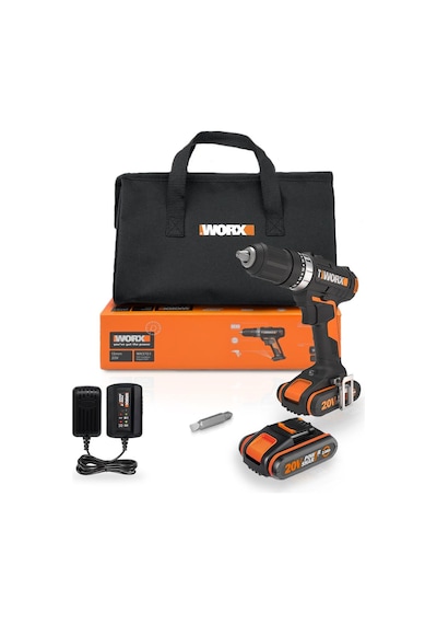 Worx WX370.1 20 Volt - 2.0AH Li-ion Çift Akülü Profesyonel Şarjlı Darbeli Matkap