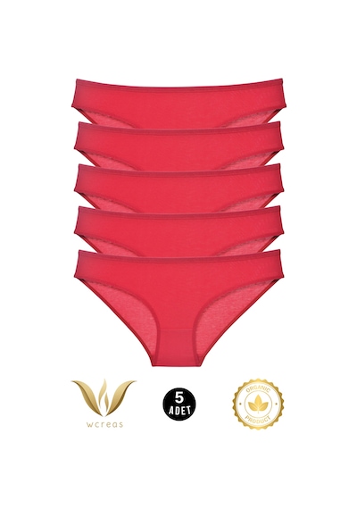 Wcreas Kadın Bikini Külot, Normal Bel Pamuklu Yumuşak Kumaş Slip Külot Bordo