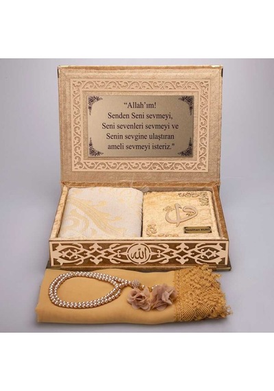 Raşel Kutulu, Kuran Hediye Seti Orta Boy, Gold, Elif-vav