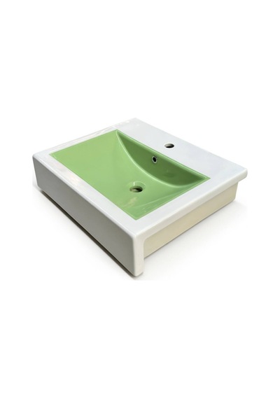 Ece Banyo - Sekura Dolay Uyumlu Lavabo 59 Cm Beyaz, Fıstık Yeşili - 7735-4