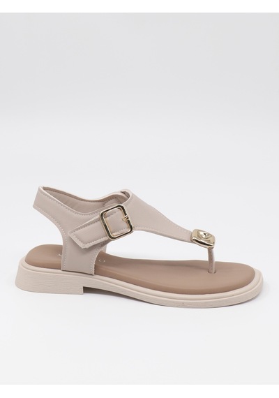 Nesilshoes Nesil Shoes Dvm 219 Bej Tokası Cırtlı Parmak Arası Sandalet