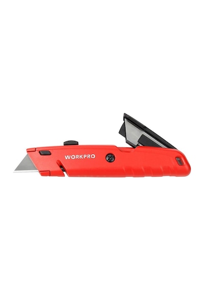 Workpro Wp213009 Ağır Hizmet Alüminyum Gövde Geri Çekilebilir Rötuş Maket Bıçağı + 5 Adet Yedek Bıçak