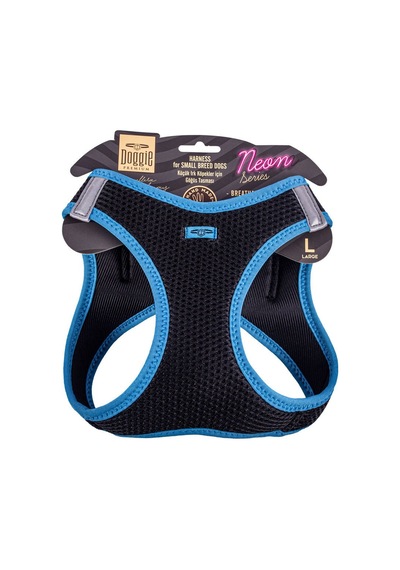 Doggie Havalı Dokuma Neon Serisi Küçük Irk Göğüs Tasması Mavi L-4 Mavi