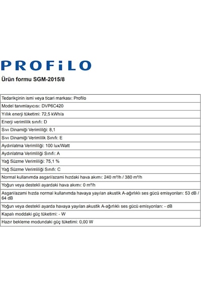 Profilo DVP6C420 60 CM Duvar Tipi Davlumbaz