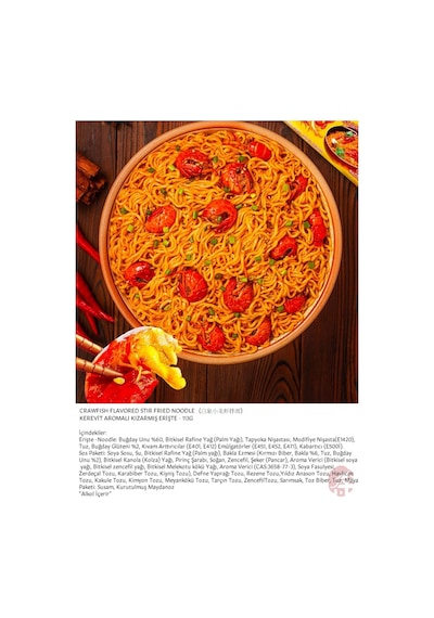 Kerevit Aromalı Kızarmış Erişte Crawfish Flavor Stir Fried Noodle - 113g X 5 Adet