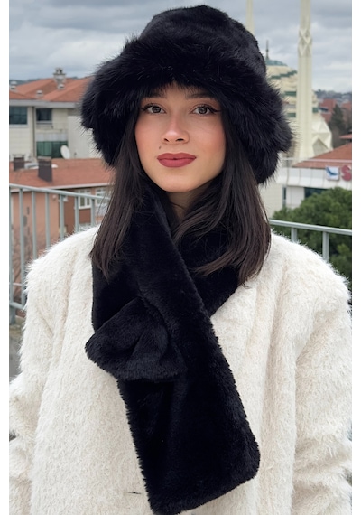 Mollycrush Kadın Suni Kürk Şapka Ve Atkı Seti Yumuşak Dokulu, Soğuk Havalar İçin Lüks & Şık Görünüm Siyah Mollycrush Kadın Suni Kürk Şapka Ve Atkı Seti Yumuşak Dokulu, Soğuk Havalar İçin Lüks & Şık Görünüm Siyah