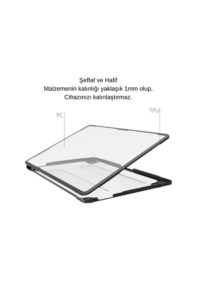 Macbook Pro 16.2 İnç Kılıf A2485 A2780 A2991 A3403 A3186 A3428 A3429 Uyumlu Rugged Armor Shockproof Tpu Bumper Sert Kapak Darbe Korumalı Hard Case Şeffaf Belirtilmemiş