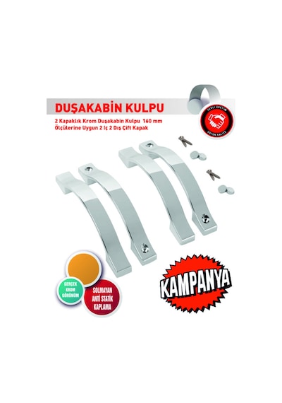 Lüks Oval Ay Kulp Duşa Kabin Kulbu Krom Duş Kulp 4 Adet Dörtlü Set Lüx Krom