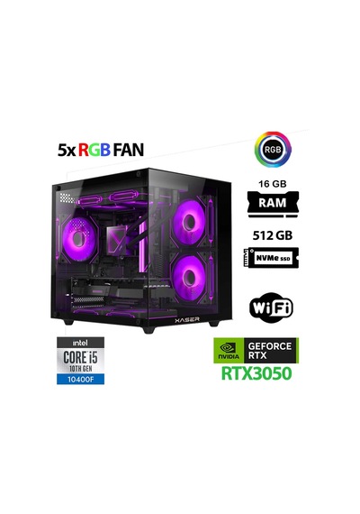 Xaser Cube X130 i5-10400F 16 GB 512 GB M.2 Nvme SSD 6 GB RTX3050 Free Dos Masaüstü Oyuncu Bilgisayarı