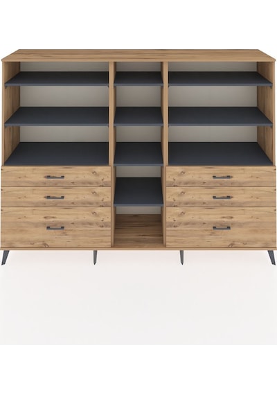 Hyperion Dolap 10 Raflı 6 Çekmeceli 220x44x163 Çam-antrasit/çam Çam-antrasit/çam Hyperion Dolap 10 Raflı 6 Çekmeceli 220x44x163 Çam-antrasit/çam Çam-antrasit/çam