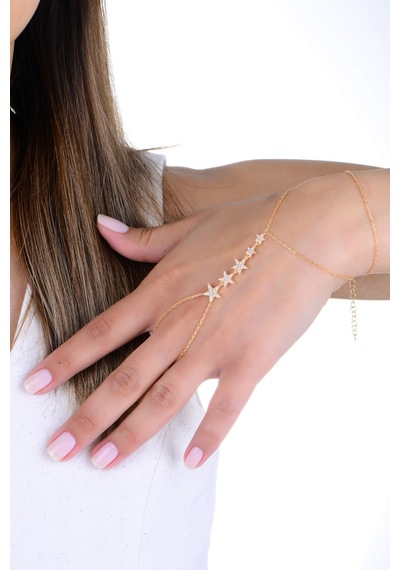 Gümüş Rose Zirkon Taşlı Kayan Yıldızlar Şahmeren Barcode Beyaz - Rose Gold