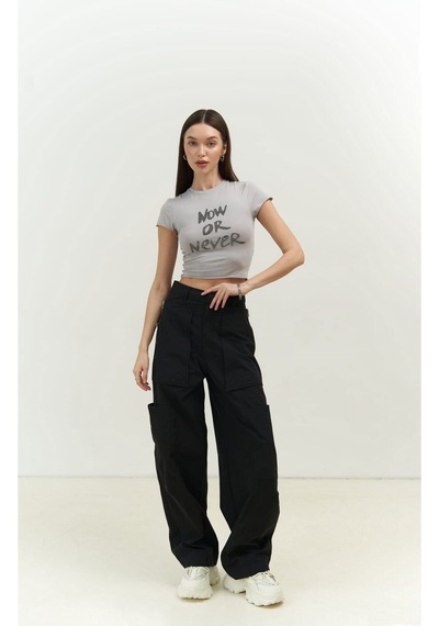 Mai Collection 2727 - Now Or Never Gri Penye Crop Gri