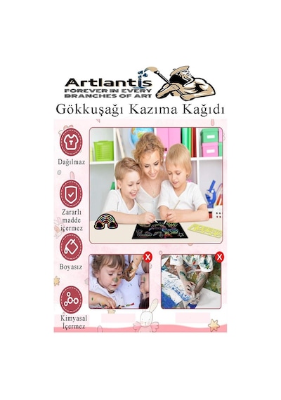 Sihirli Gökkuşağı Kazıma Kağıdı A4 5 Yaprak 1 Paket 20x30 Cm Siyah Sihirli Kağıt Rainbow Paper