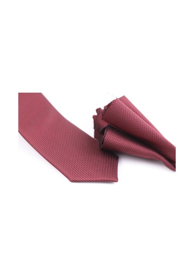Demfashion Özel Desenli Kravat Mendil Seti - Bordo (533063907) Bordo