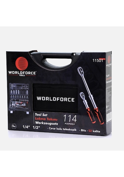 Worldforce Lokma Takımı 114 Parça S-ultra 1/4''-1/2'' Uzatmalı Cırcır - 11501