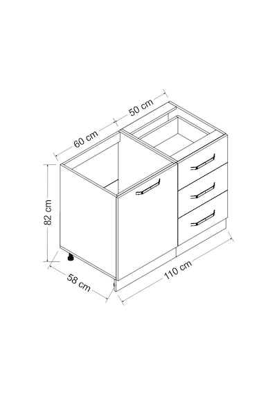 Minar 110 Cm Mutfak Dolabı Beyaz 110-B1-Alt Modül Beyaz
