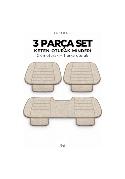 Honda City 2009-2013 Çizgili Keten 3'lü Minder Bej