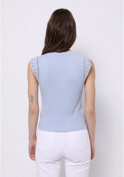 Colin's Colins Slim Fit Kadın Mavi Kısa Kol Tişört Cl1074541 Q1.v1 Ble Mavi