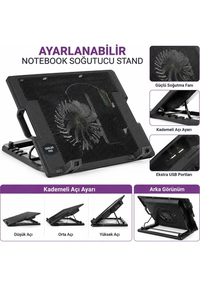 Luve Store Nb339 Notebook Soğutucu Fanlı Laptop Standı 5 Kademeli Ayarlanabilir Usb