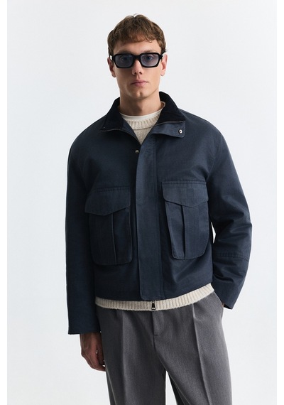 Antioch Crop Fit Dik Yaka Mont Lacivert