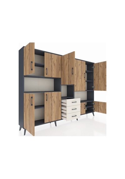 Arges Dolap 13 Raflı 3 Çekmeceli 9 Kapaklı 220x30x163 Antrasit-çam/aytaşı Atlas Çam/aytası - Antrasıt Arges Dolap 13 Raflı 3 Çekmeceli 9 Kapaklı 220x30x163 Antrasit-çam/aytaşı Atlas Çam/aytası - Antrasıt