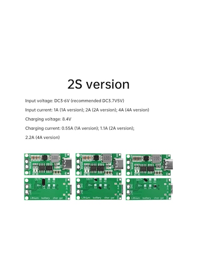Tip C Bms 2s 3s 4s 1a 2a 4a 18650 Lityum Pil Şarj Cihazı Kurulu Usb C Step-up 3s 2a