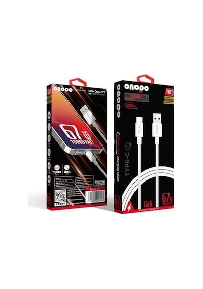 Onopo T67 Usb-a To Type-c 67w Turbo Şarj Ve Data Kablosu Hızlı Şarj, Veri Aktarımı, Dayanıklı Silikon Örgülü Tasarım, 1 Metre