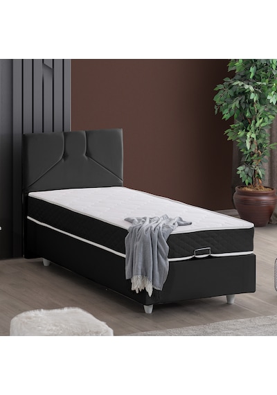 Wick Tek Kişilik Baza Başlık Letto Yatak Seti - Antrasit 90 x 190