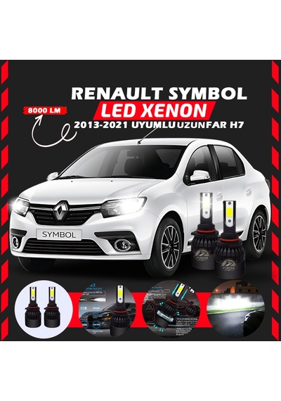 Renault Symbol 2013-2021 Uzun Far Uyumlu Şimşek Etkili Led Xenon Light Series H7