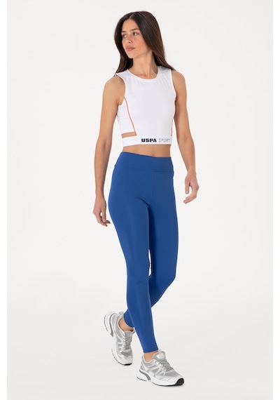 U.S. Polo Assn. Kadın Saks Mavisi Yüksek Bel Spor Tayt 50312978-VR045