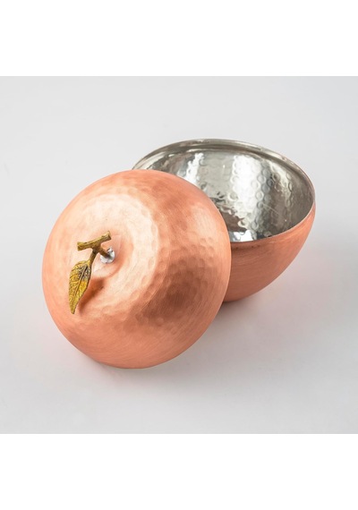 El İşi Bakır Elma Şeklinde Baharatlık, Mat Bakır Kaplama, Altın Yaprak Detaylı, Kalaylı İç Yüzey, 10.5 Cm Çap, Otantik Dövme Tasarım, Mutfak Dekoratif Çok Renkli El İşi Bakır Elma Şeklinde Baharatlık, Mat Bakır Kaplama, Altın Yaprak Detaylı, Kalaylı İç Yüzey, 10.5 Cm Çap, Otantik Dövme Tasarım, Mutfak Dekoratif Çok Renkli