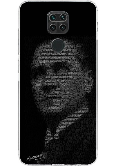 Redmi Note 9 Uyumlu Gençliğe Hitabe Yazılı Atatürk Silüeti Baskılı Silikon Kılıf Renkli