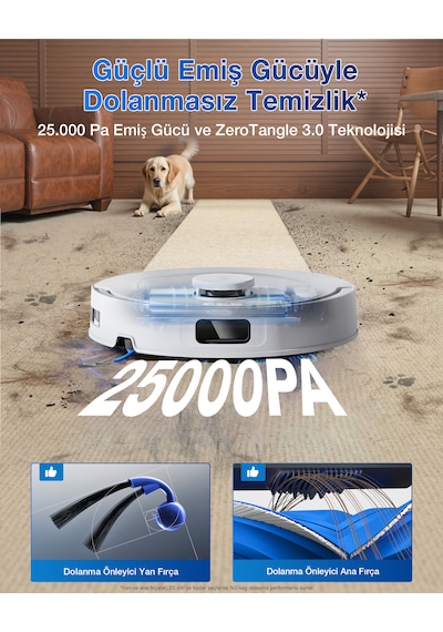 Ecovacs Deebot T30C Prime Omni Robot Süpürge 25.000 Pa Emiş Gücü Ozmo Turbo 2.0 Paspas Teknolojisi Beyaz